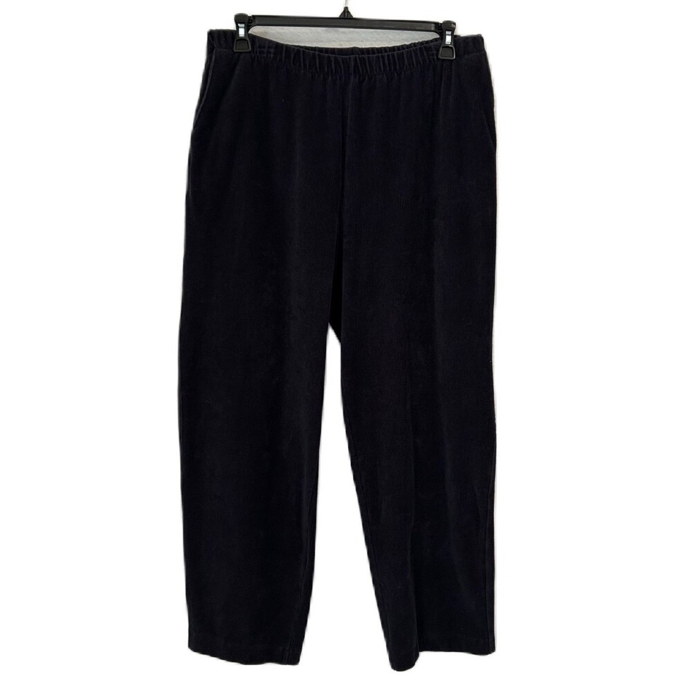 Lands' End Pant Women XL Navy Sport Knit Stretch Pullon Soft Comfy Cottage Cozy